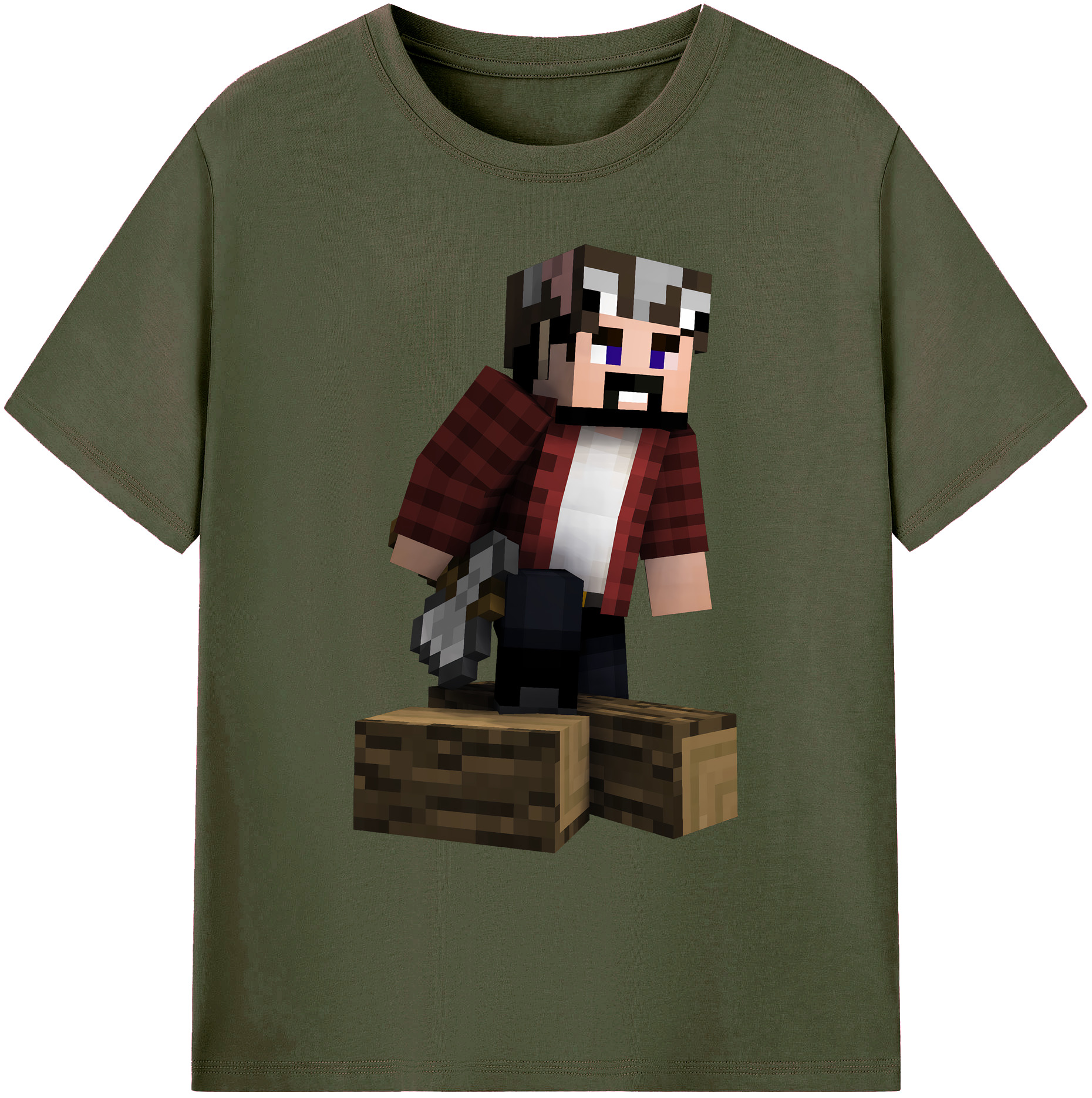 （画像用） マインクラフト ブロックの世界 Minecraft MC Block world 綿100％ メンズ半袖Tシャツ｜肌触りやわらか＆通気性